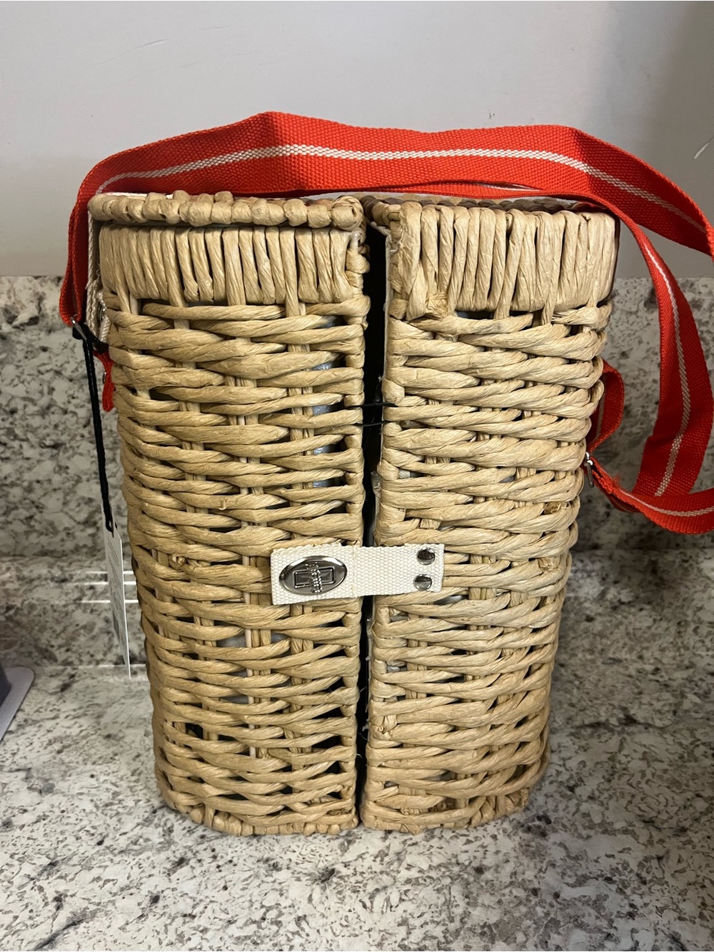 Hearth and hand woven drink carrier with Orange Strap